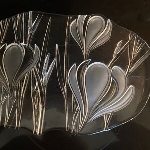Vintage 1980’s MIKASA Crystal “SPRING CROCUS” 3-D Floral Oval Platter